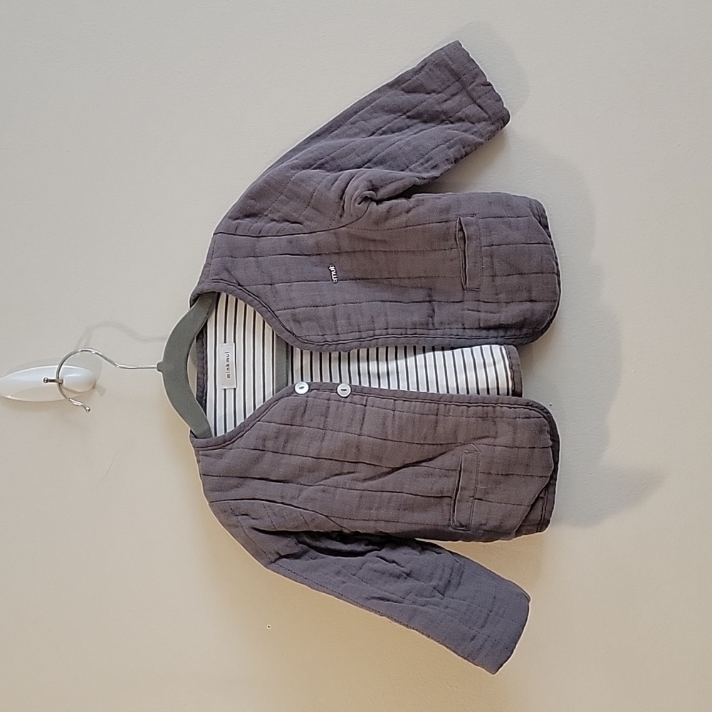 Mink mui toddler jacket 90cm brown jacket adorable! Stripe lining